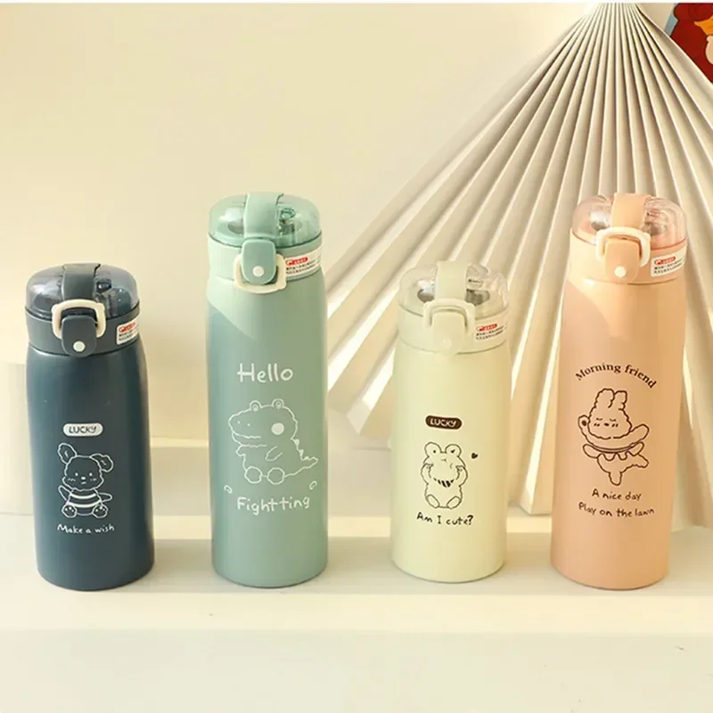 

Portable Kids Thermos Mug With Straw Stainless Steel Cartoon Vacuum Flasks Children Cute Thermal Water Bottle Tumbler Thermocup