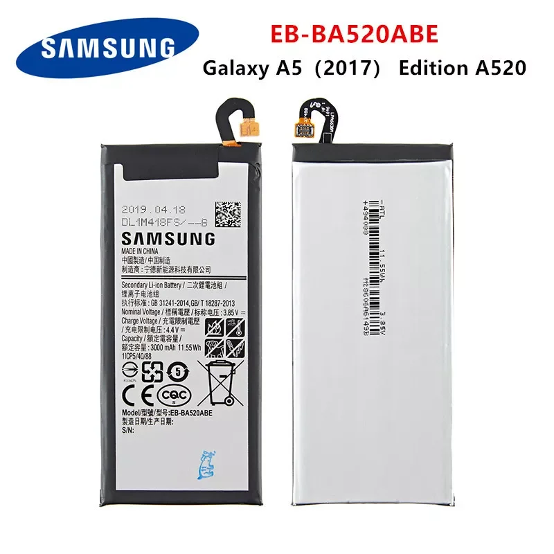 

Orginal EB-BA520ABE 3000mAh Battery For Samsung Galaxy A5 2017 Edition A520 SM-A520F A520K A520L A520S A520W A520F/DS