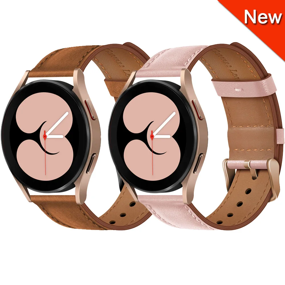 20mm 100% Leather Watch Strap For Samsung Watch 4 5 40mm 44mm Bracelet For Samsung Galaxy Watch 4 Classic 42mm 46 Band Wristband