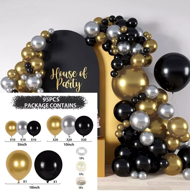 

Gold Balloon Garland Arch Confetti Latex Baloons Graduation Happy 30th 40th 50th Birthday Party Decor Adults Baby Shower