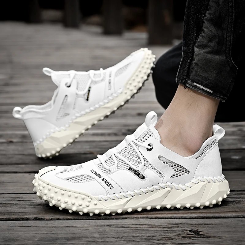 2023 Summer New Golf Shoes Men's White Gray Training Golf Shoes 38-46 Mesh Breathable Comfortable Anti-slip Golf Shoes