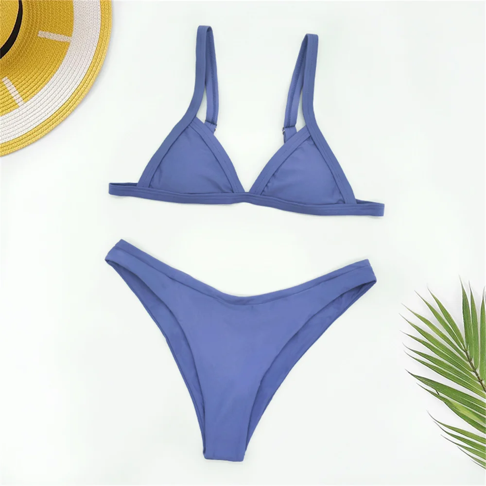 

Женский раздельный купальник, однотонный купальный костюм из двух предметов, пляжная одежда, 2022