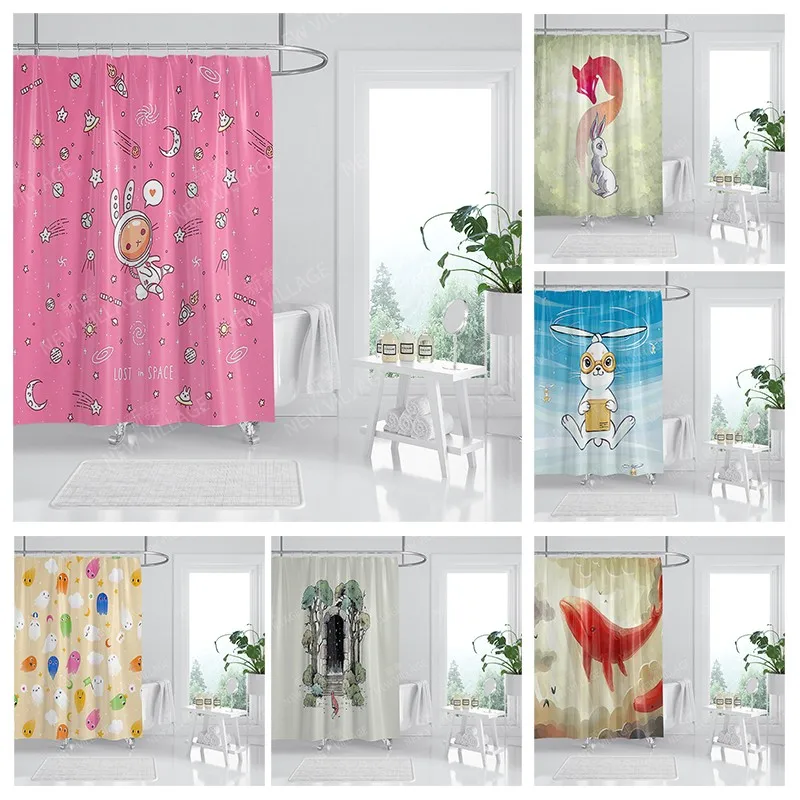 

Waterproof fabric shower curtains Bathroom curtain accessories Bath curtain for shower 180x200cm 240*200 anime boho decoration