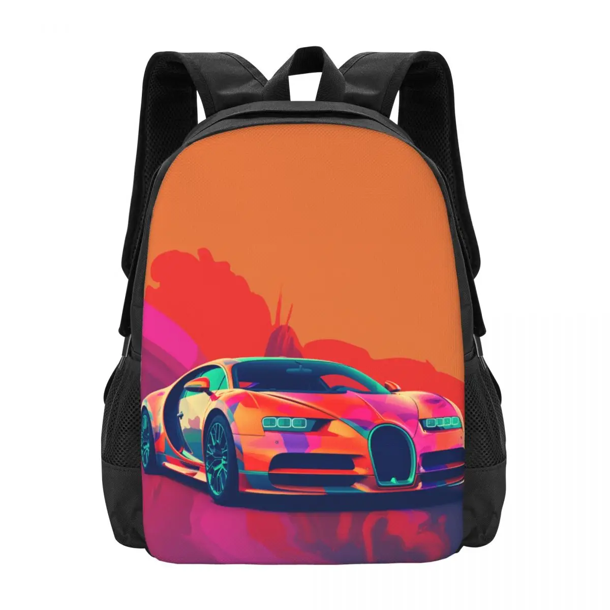 

Super Sports Car Backpack Teen Cover Art Neo Fauvism Large Backpacks Polyester Stylish School Bags Travel Designer Rucksack