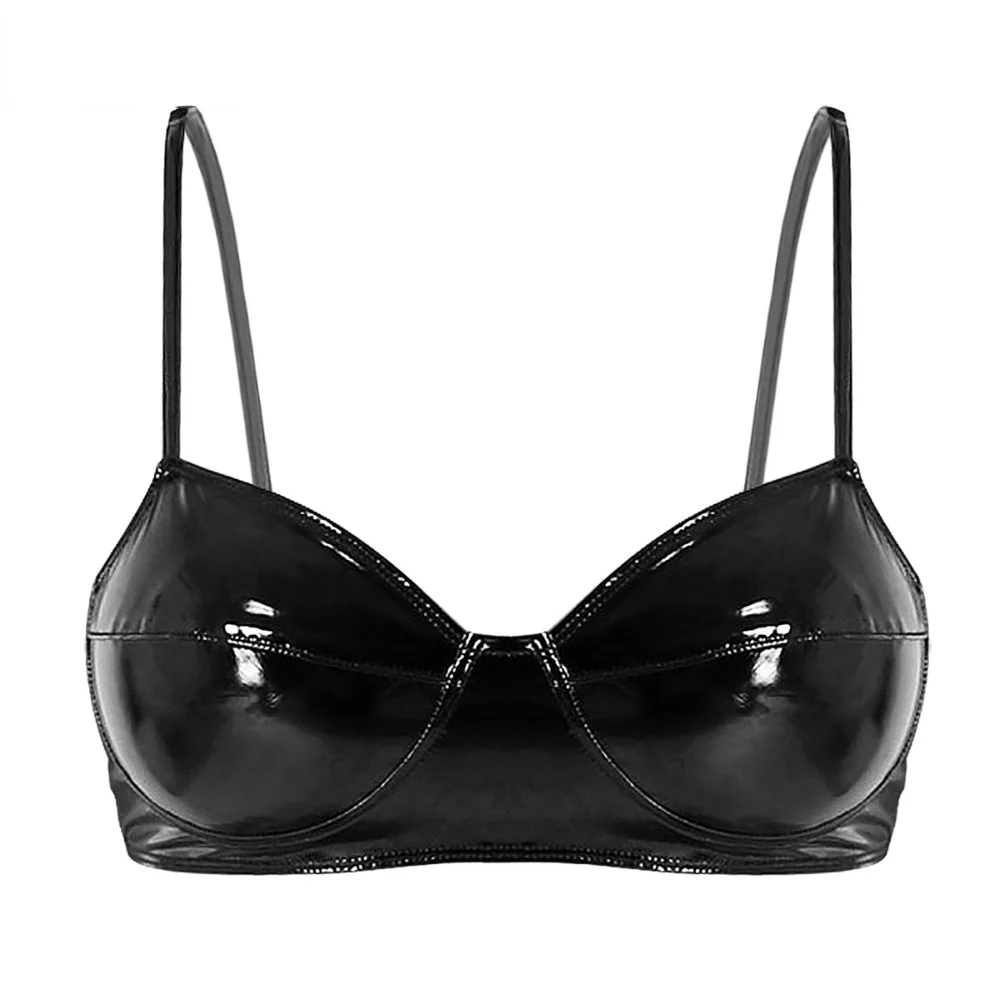 Solid Highlighted Leather Bra for Women Sexy Simple No Padding Gathered Underwear Casual Push Up Underwear Sostenes De Mujer