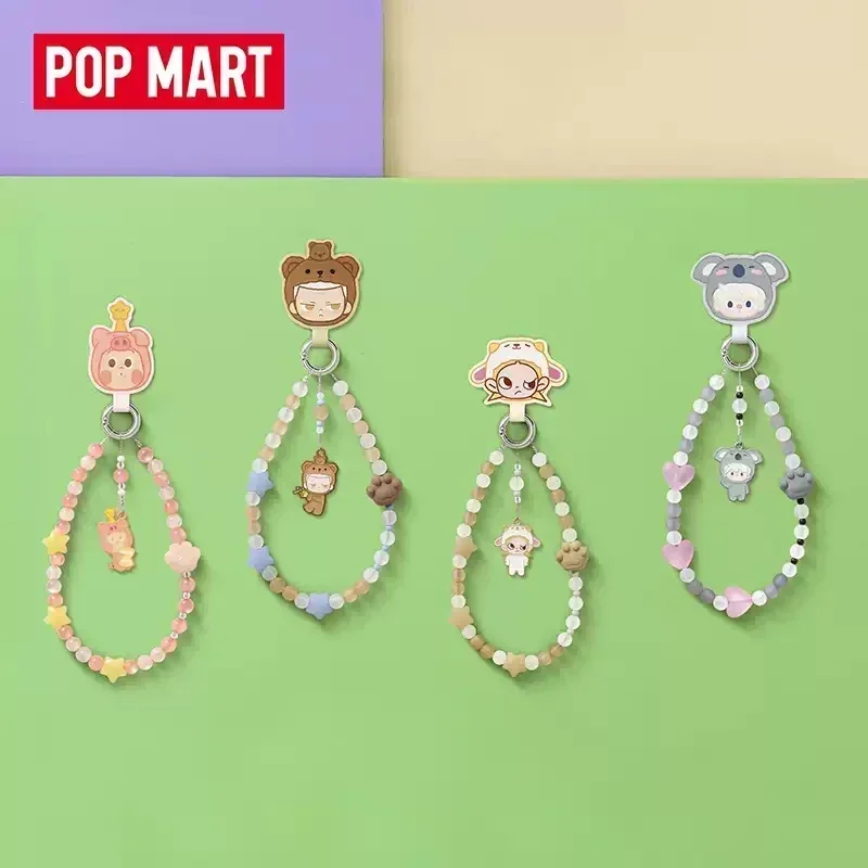 Фото POP MART POP BEAN Серия «Пижамная вечеринка» Брелок для телефона, игрушки-сюрпризы в слепых коробках, милые аниме-фигурки, оригинальный подарочный набор-сюрприз №2