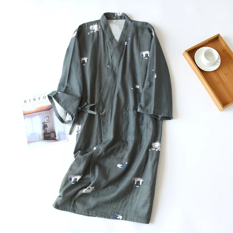 

Japanese Kimono Robe Pajama for Woman Pure Cotton Gauze Home Clothes Long-sleeved Sleep Bottoms Womens Long Robes Sleep Tops