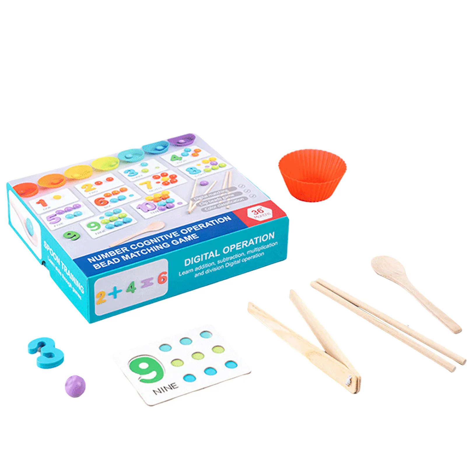 

Counting Matching Game Beads Rainbow Beads For Color Recognition Fine Motor Toys With Rainbow Beads Cups Kids Tweezers Spoon