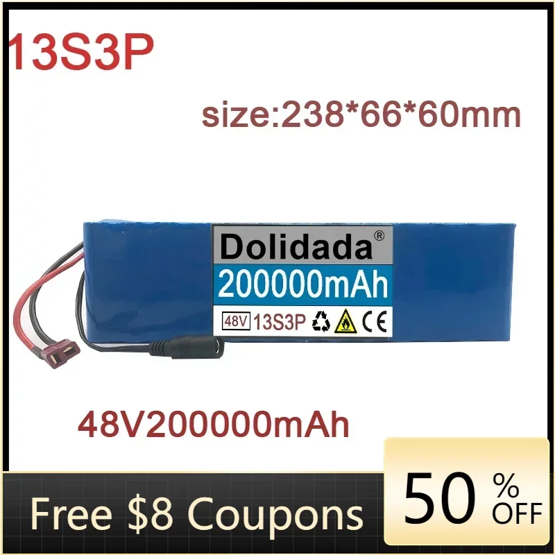 

Бесплатная доставка New48V 200000mAh 20000W13S3P XT60 48В литий-ионный аккумулятор 200 Ач для 54.6ve-велосипеда электрический велосипед скутер с BMS