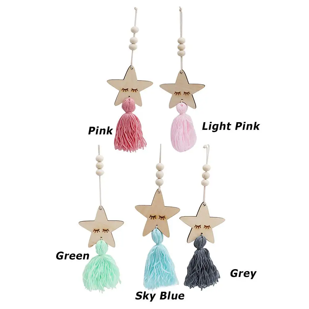 

Деревянные бусины, кисточки, настенные украшения для детской комнаты, Декор, креативная фотография, подвеска, мебель для дома, декоративные ...