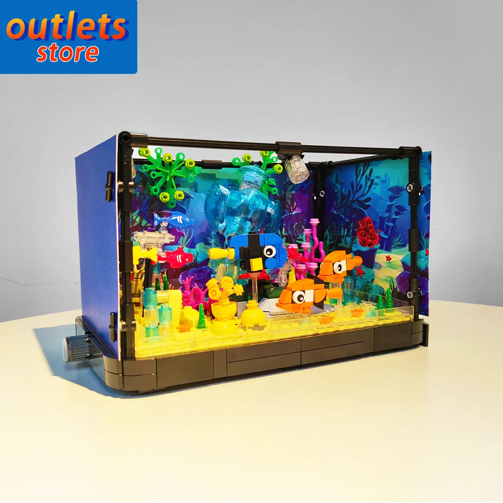 

DK7023 Ideas Creative Fishbowl Marine Jellyfish Ecological Tank with Light Moc Modular Building Blocks Bricks Model Toys 725pcs