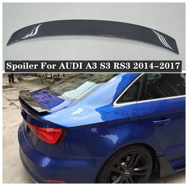 

High Quality Carbon Fiber Car Rear Trunk Lip Spoiler Splitters Wing Fits For AUDI A3 S3 RS3 SEDAN 2014-2017