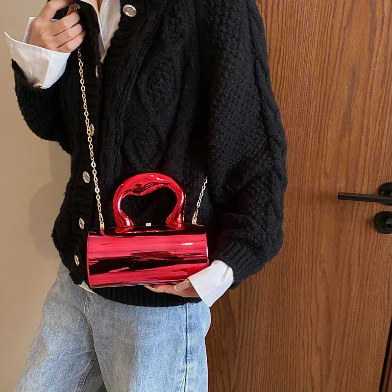 Вечерние клатчи с золотым цилиндром для женщин сумка через плечо цепочкой