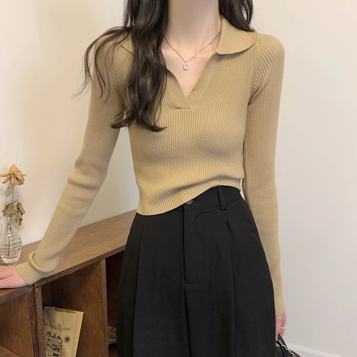 Новая зимняя универсальная внутренняя одежда в стиле вестерн свитер с v-образным