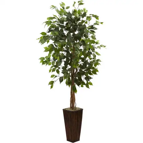 

Ficus Artificial Tree with Bamboo Planter, Green