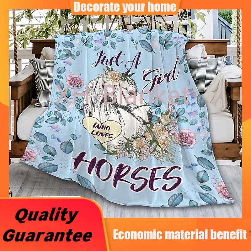

Just A Girl Who Loves Horses Ultra Soft Flannel Fleece Throw Blankets, Microfiber Comforter Outdoor Moving Cover for Beach