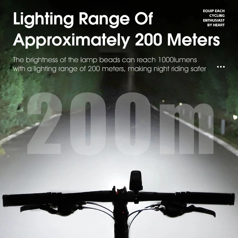 Фонарь передний для велосипеда 1000 лм из алюминиевого сплава