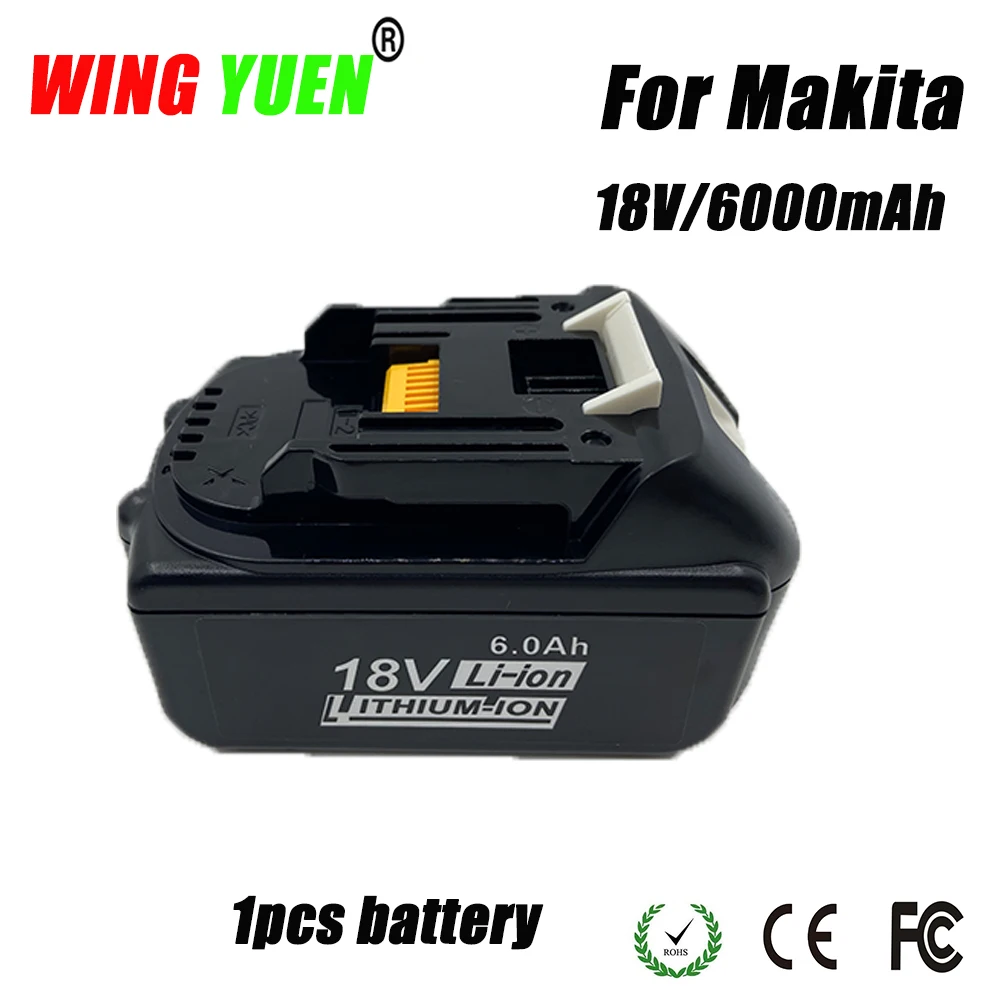 

18V 6000mAh Rechargeable Battery Replacement Makita 18v Battery with LED Replacement LXT BL1860B BL1860 BL1850+3A Charger