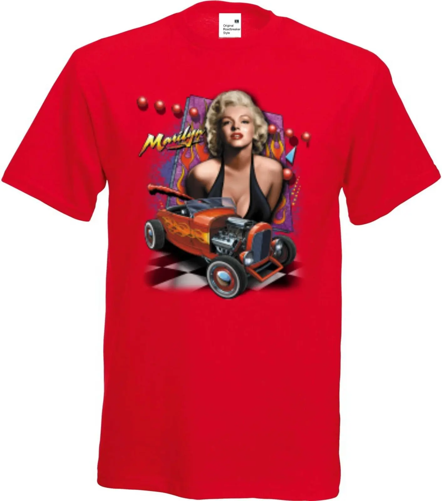 Популярная Красная футболка модели американских автомобилей Marilyn Monro 50