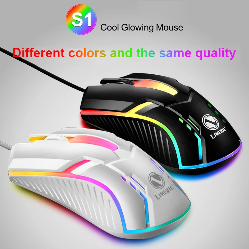 

2023 S1 E-Sports LED Luminous Backlit Wired Mouse USB Wired For Desktop Laptop Mute Office Computer Gaming Mouse