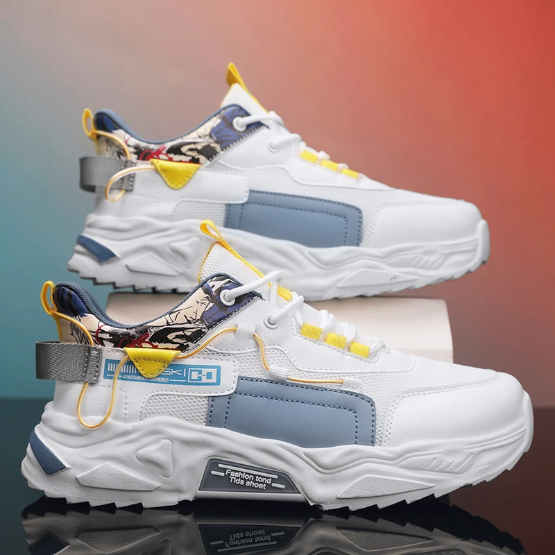 

High top men's shoes 2023 New Spring and Autumn Xiaobai Daddy Sports Leisure net cloth heightened Basketball Fashion shoes