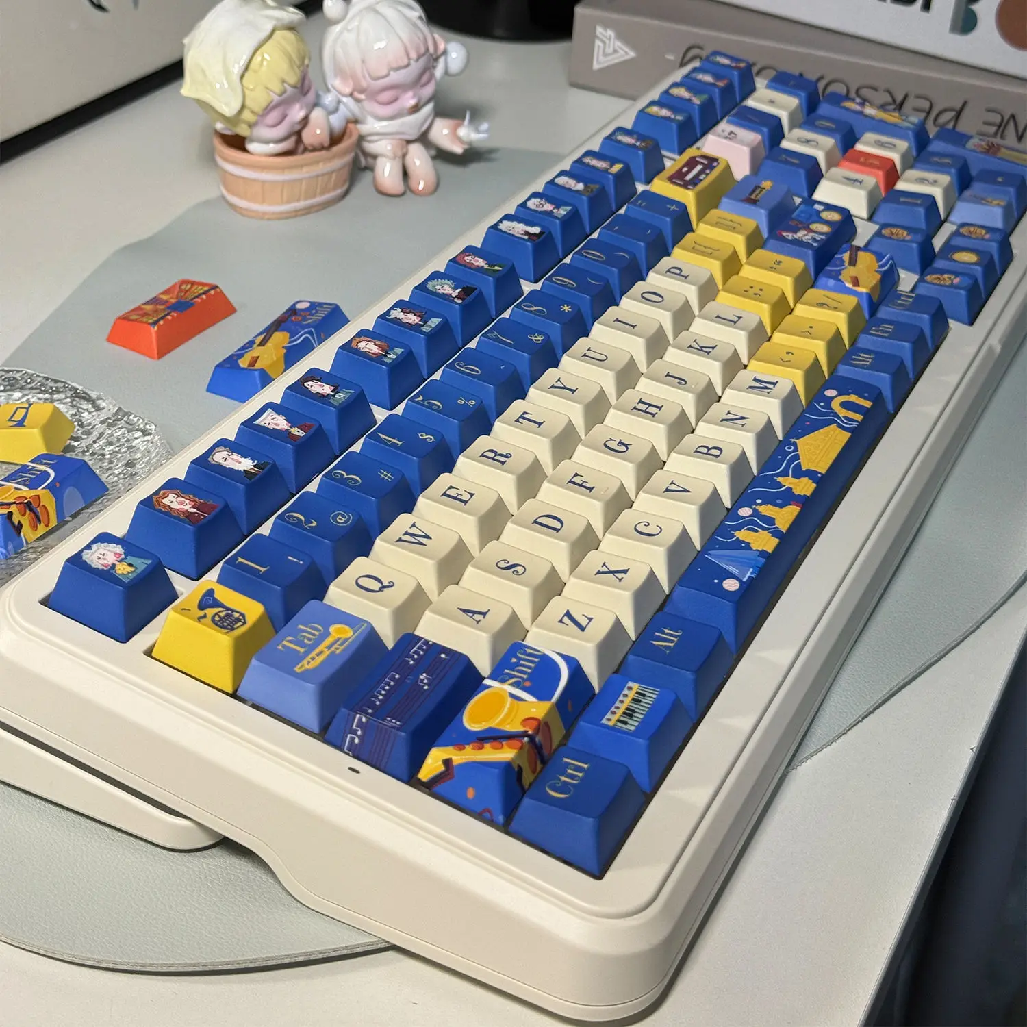 Фото 136 клавиш Cherry Profile Keycap GMK Стиль Ретро Музыкальная тема PBT Колпачки для клавиш Механическая клавиатура Игровая английская ISO-клавиатура Teclado №1