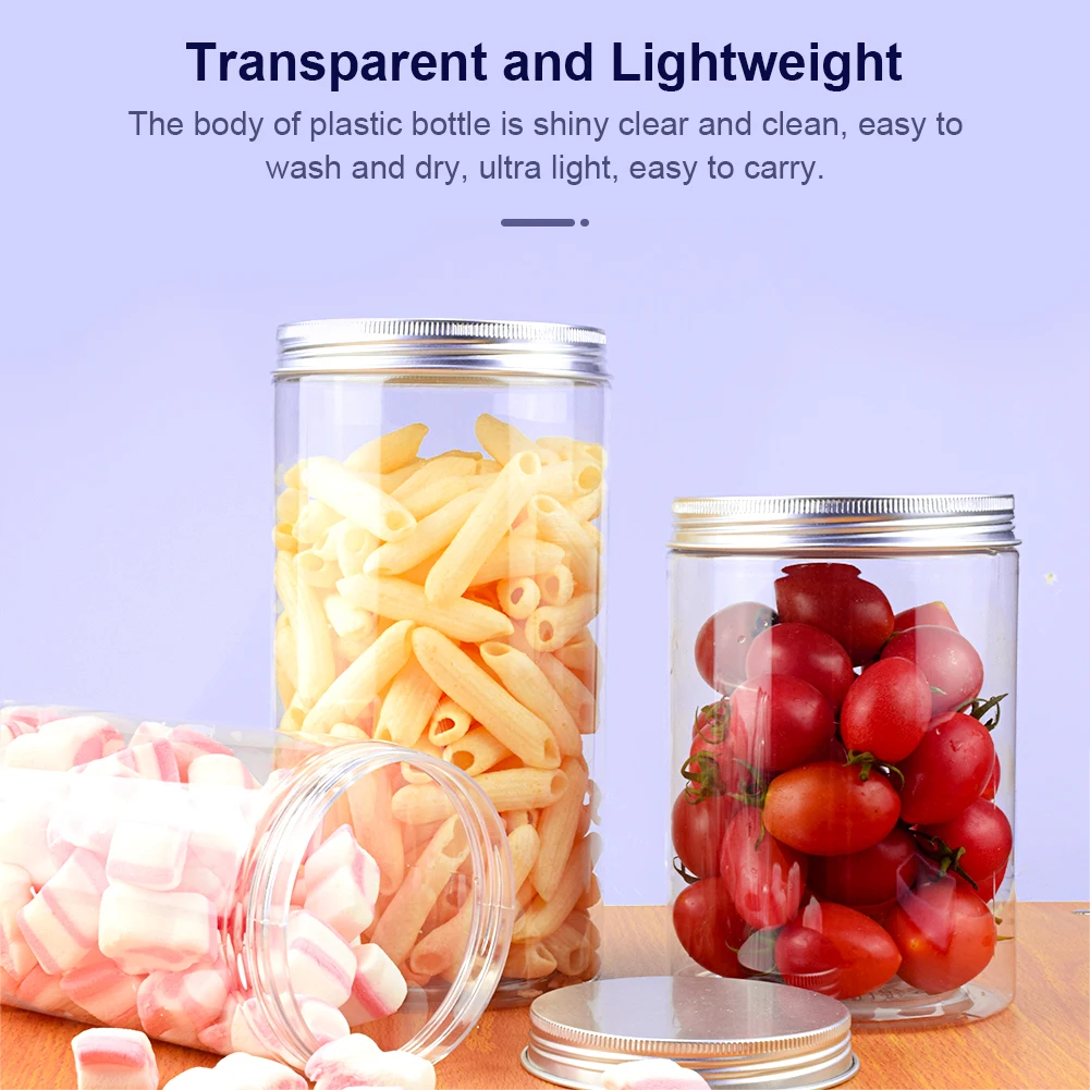 

10pcs Clear Empty Plastic Jars Wide Mouth Bottle With Lids Set Airtight Container For Dry Food Nuts Honey Jam Slime Crafts