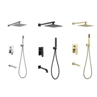 three function stainless steel brushed gold black embedded box concealed shower shower set