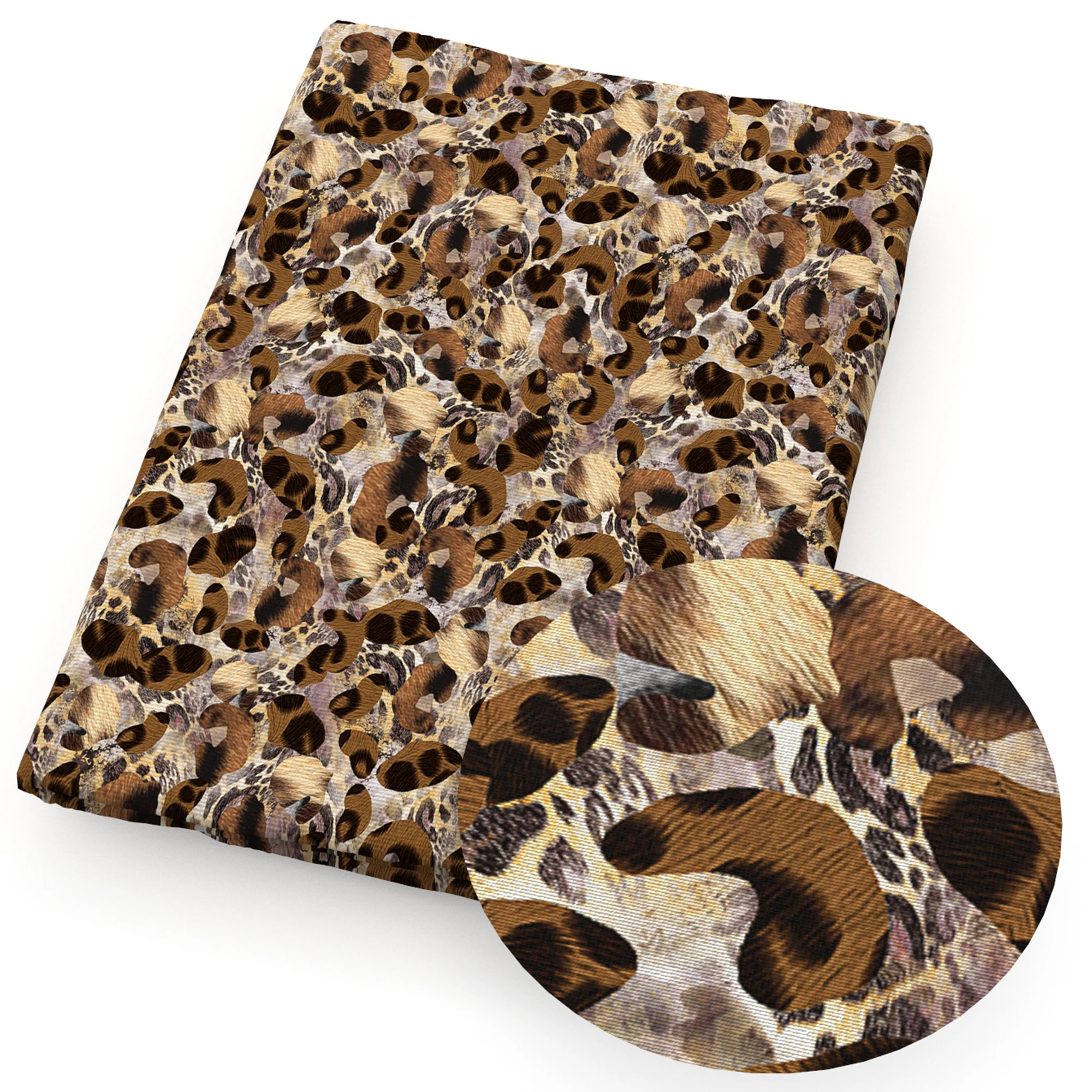 Материал из полиэстер-хлопка с пятнистым леопардовым патчворком из животной кожи для тканей, шитья, квилтинга, рукоделия, ручной работы C17277 ON.