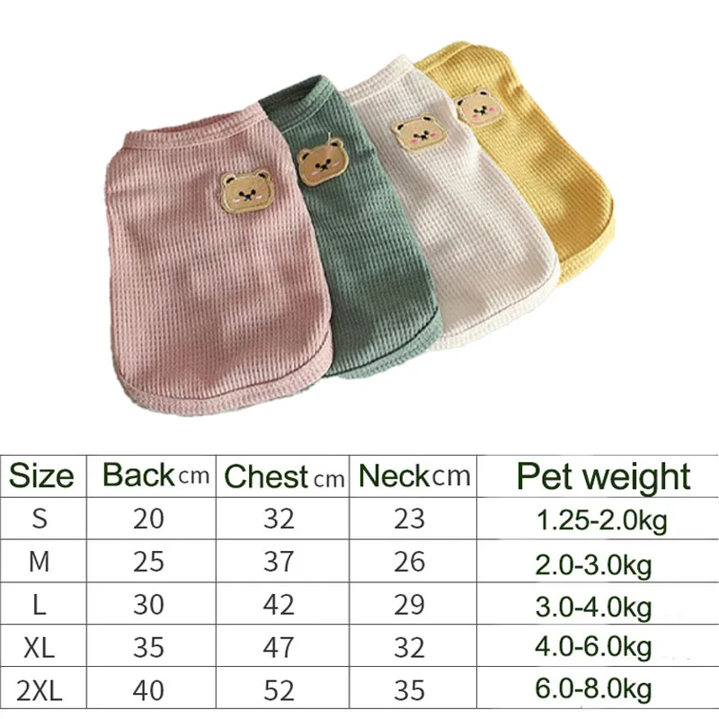 Bear Vest Thickened with Velvet Pet Dog Clothes Cat Solid T-shirt Clothing Dogs Thin Small Fashion Chihuahua Pug Pet Vest York images - 6