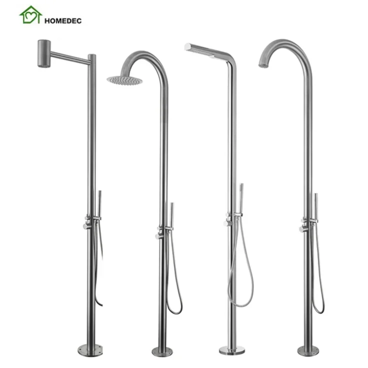 

Stainless Steel Chrome Freestanding Beach Garden Swimming Pool Stand Outdoor Pool Column shower