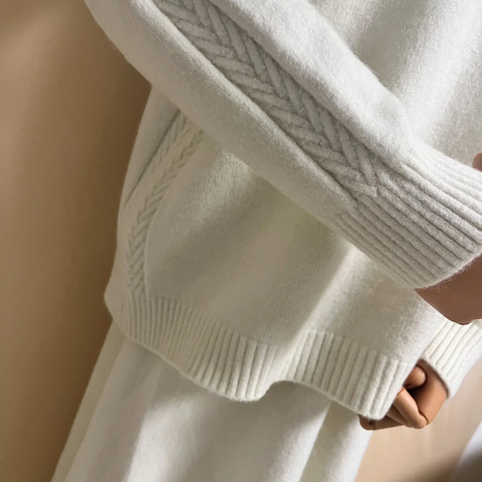 Осенне-зимние вязаные комплекты из 2 предметов для женщин элегантные трикотажные