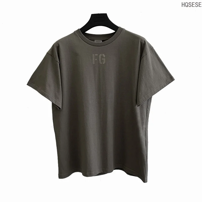 Essentials T-shirt Season 7 High Street FG Flocking Letter Short Sleeve Hip Hop Loose Cotton Men's and Women's T-shirt