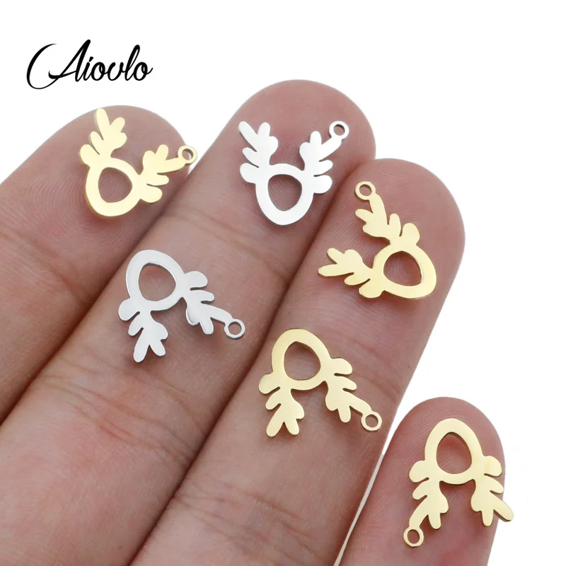 5pcs Stainless Steel Metal Plated Gold Gold Deer Pendant Charms for DIY Earring Bracelet Necklace Findings Crafts Jewelry Making