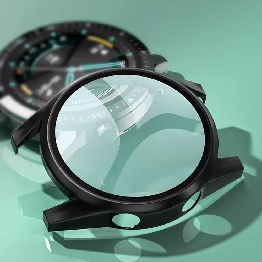 

Стекло + чехол для HUAWEI Watch GT/GT2/GT 2e 46 мм 42 мм, защитная пленка для экрана, аксессуары для полного покрытия, бампер, закаленное покрытие GT 2E 46 мм