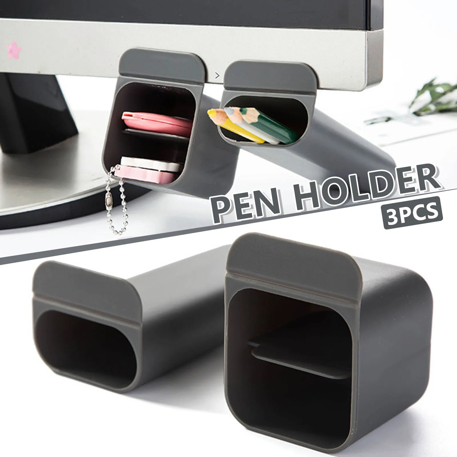 

Creative Computer Monitor Pen Holder Multifunctional Desktop Storage Box for Home Office Easy Installation Desk Organizer _WK