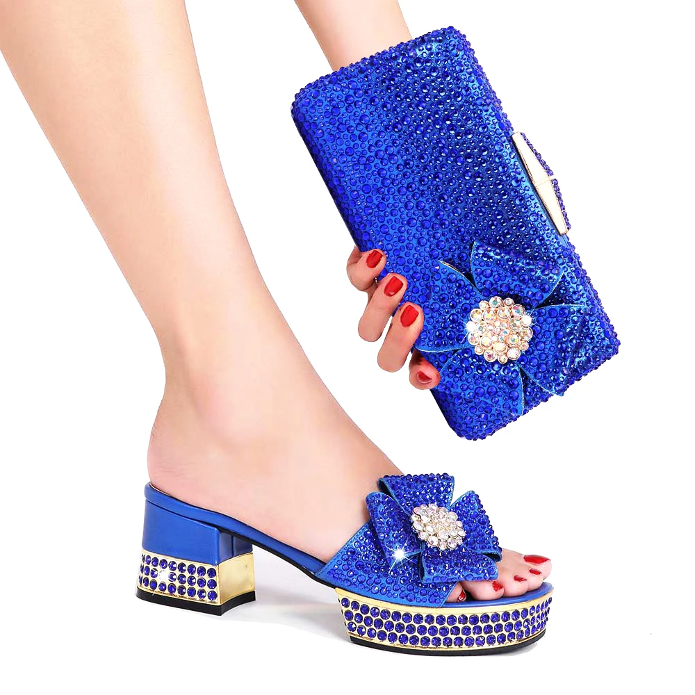 

Shoes and Bags Matching Plus Size Nigeria Africa Quality Assurance New Design 2022 Crystal Sexy Summer Trend Ladies Slippers