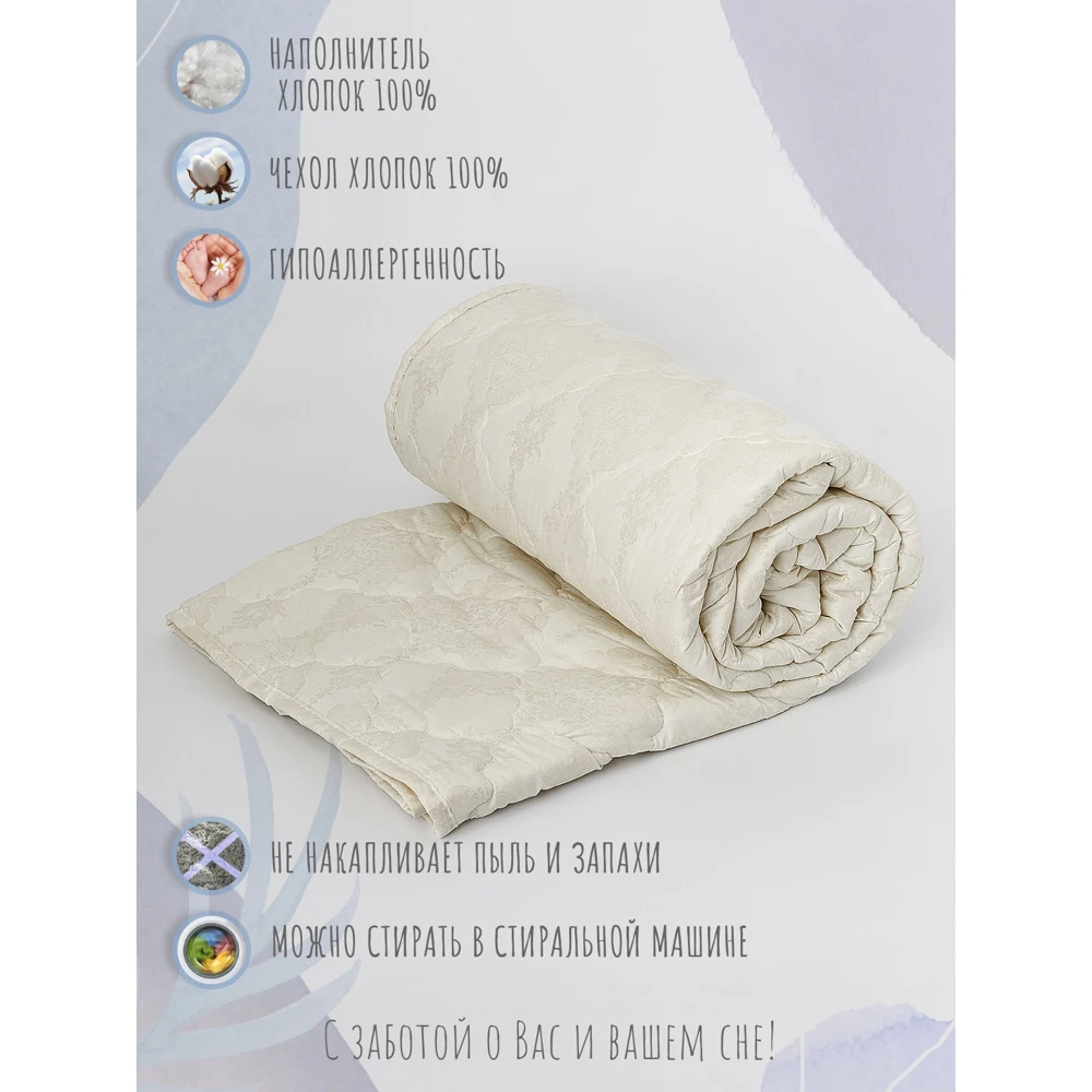 Одеяло хлопковое I-linen Комфорт наполнитель волокно всесезонное размер евро 200х220