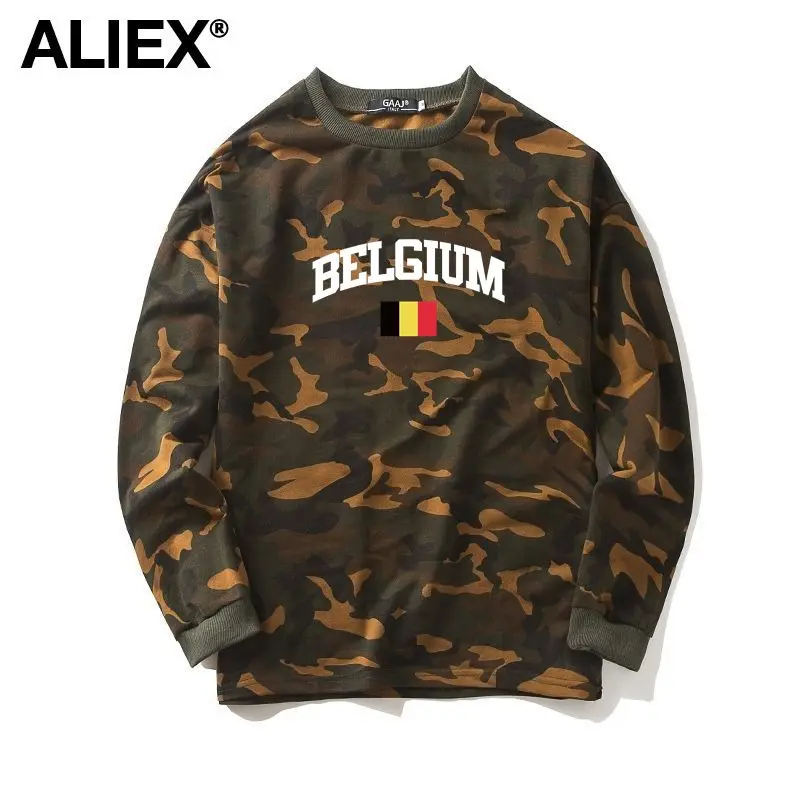 ALIEX Флаг Бельгии Камуфляжная Толстовка Мужчины Женщины Повседневная Уличная
