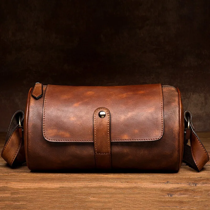 

Повседневная сумка-мессенджер Slow Time/Mantime в стиле ретро из натуральной кожи, Мужская горизонтальная сумка из воловьей кожи первого слоя