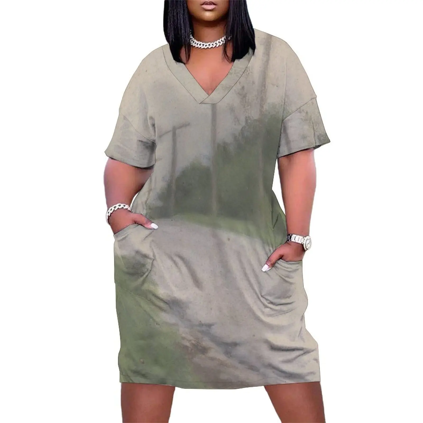 Beach Road after Rain - Clarice Beckett 1927 Свободное платье с карманами летняя одежда для женщин