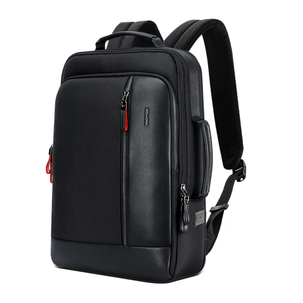BOPAI Anti Theft Enlarge Backpack USB External Charge 15.6 Inch Laptop Backpack Men Waterproof School Back Pack Bag for Teenager
