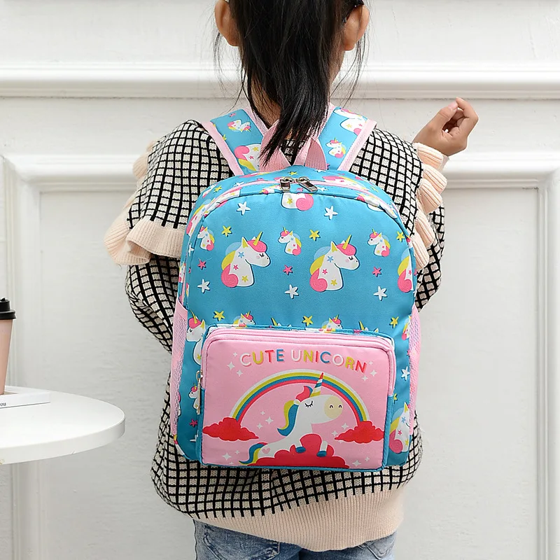 Children's Schoolbag Cartoon Lovely Unicorn Rainbow Backpack for Kindergarten Boys and Girls Leisure Lightweight Travel Bag