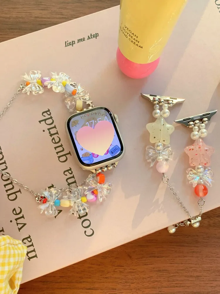Dream Cute Star Bowknot Bracelet Band For Apple Watch 8 Ultra 7 6 SE 5 4 Girl Strap For iwatch 41mm 45 49mm 44 40mm Watch Strap