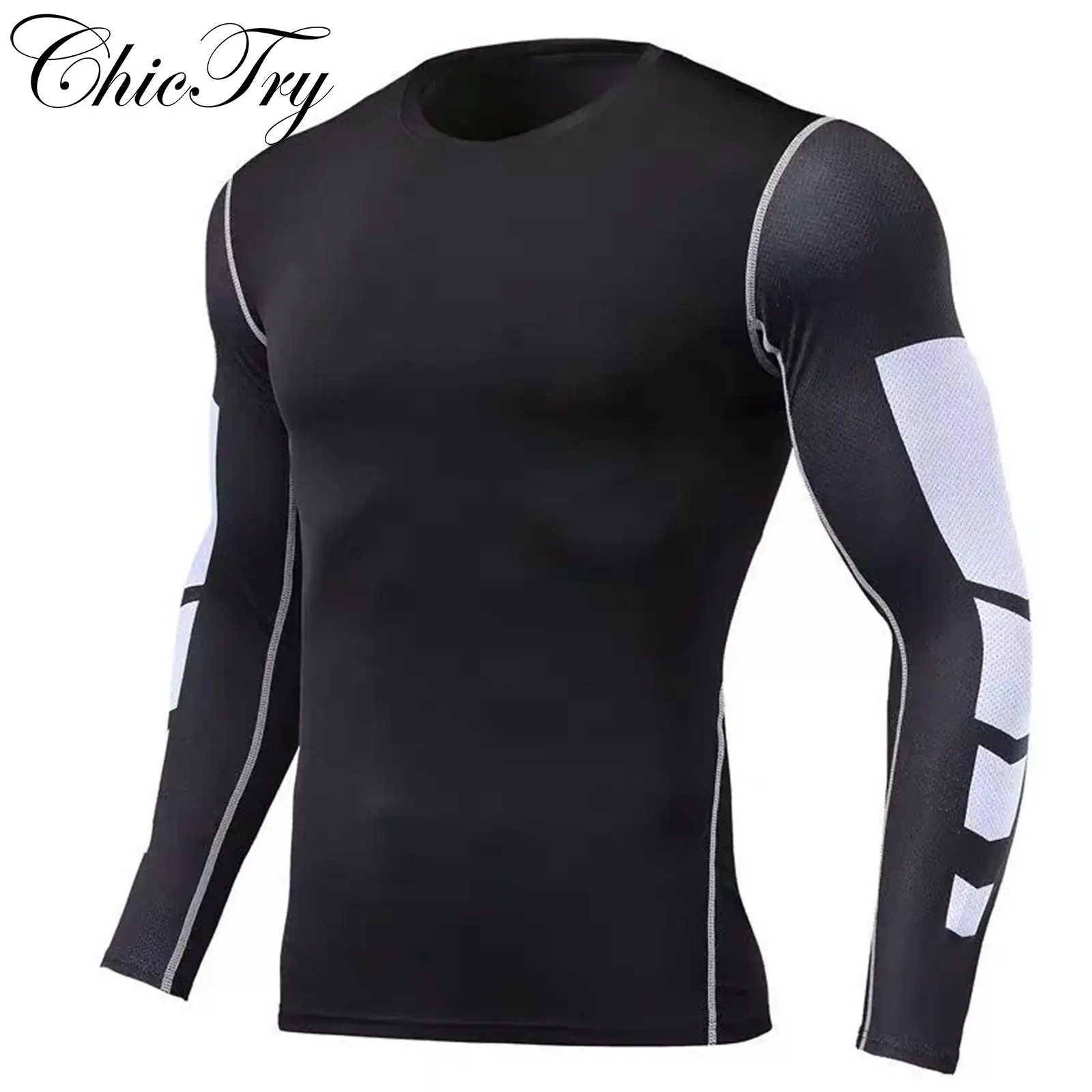 

Mens Swim Tops Quick Dry Moisture Wicking Rash Guard Long Sleeve Beachwear High Elastic Compression T-shirt for Bathing Suits