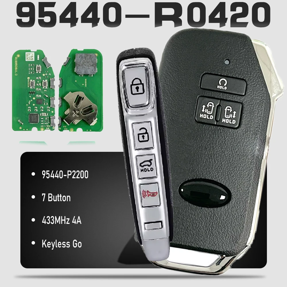

KEYECU 95440-R0420 7 кнопок умный дистанционный брелок 4A чип 433 МГц бесконтактный контроль без ключа Go для KIA Carnival 2022