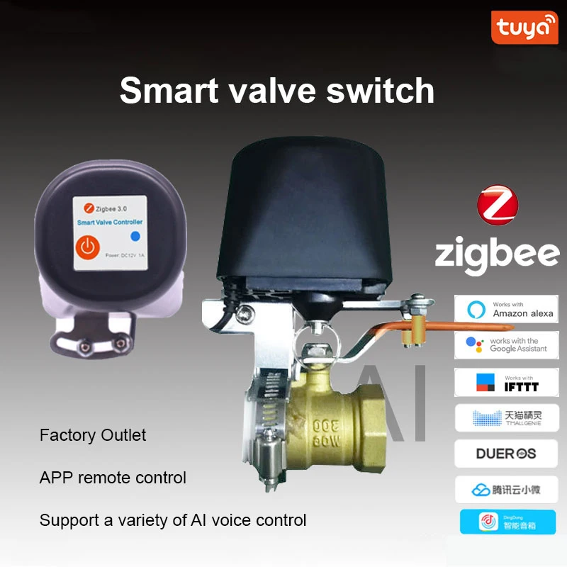 

Переключатель для водяного/газового клапана Tuya Zigbee, беспроводной контроллер, умный манипулятор, электрическая труба с Wi-Fi, голосовое управление, поддержка Alexa