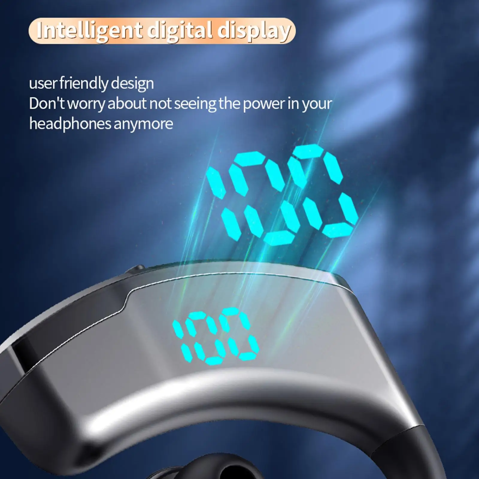 V9 Digital Display Bluetooth Headset Neutral Unilateral Support Music Car Black Earphone Hanging Mono Hands-free S5J7 - купить по