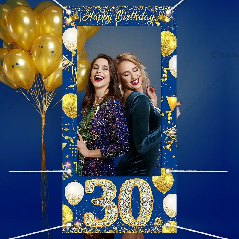 Синий фон для фотосъемки баннер Aldult 18th 30th 50th 70th 80th день рождения фоторамка