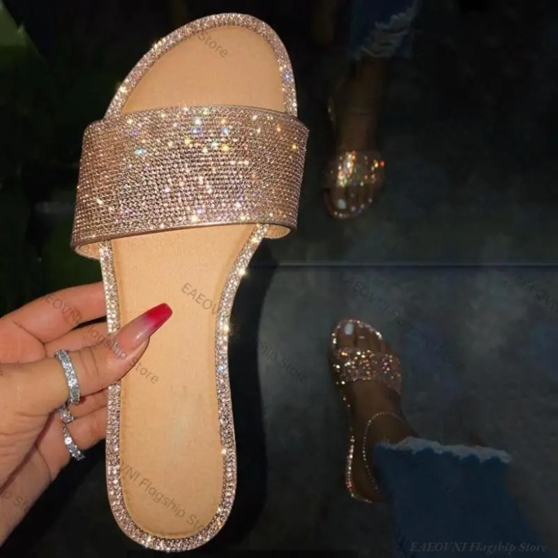 Summer Women Sandals Flat Shoes Peep-Toe Women's Sandal Casual Shoes Women 2023 Women's Shoes Crystal Beach Shoes Plus Size